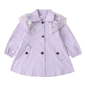 Baby Kid Girls Solid Color Lace Coats