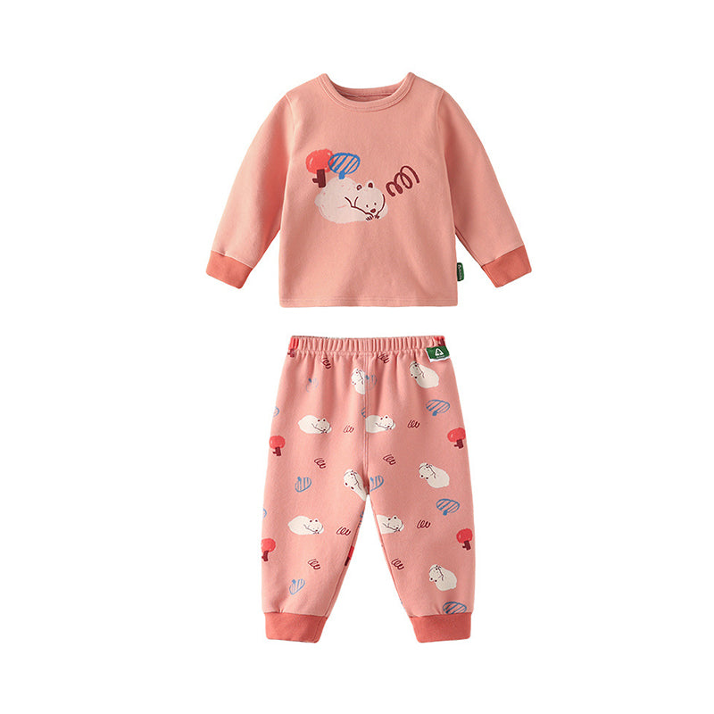 2 Pieces Set Baby Kid Unisex Cartoon Print Tops And Pants