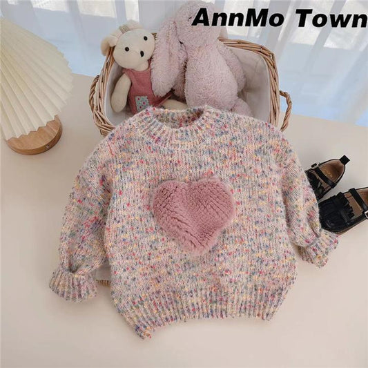 Baby Kid Girls Love heart Crochet Sweaters