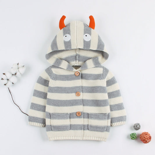 Baby Kid Girls Striped Color-blocking Cardigan