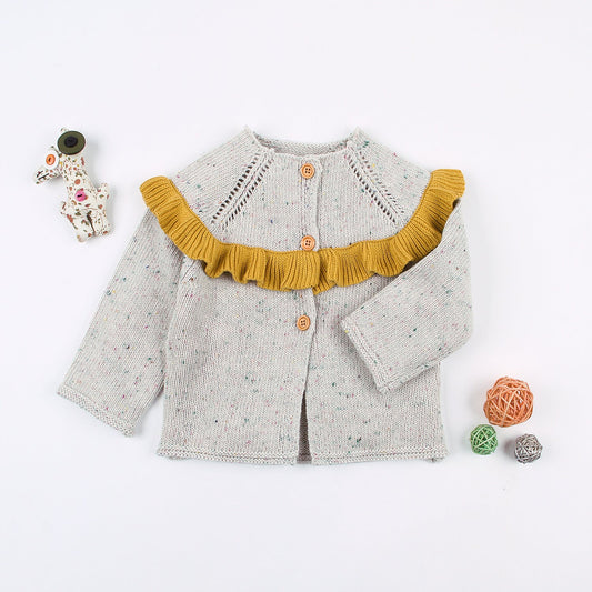 Baby Kid Girls Color-blocking Crochet Cardigan