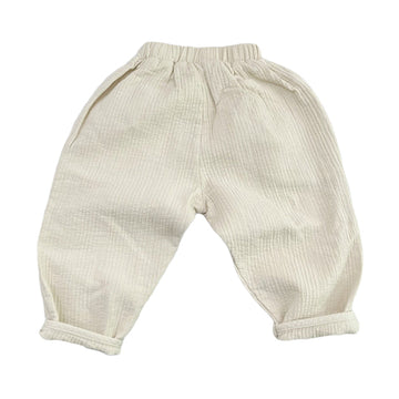 Baby Kid Boys Solid Color Muslin&Ribbed Pants