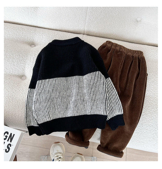 Baby Kid Boys Striped Color-blocking Sweaters