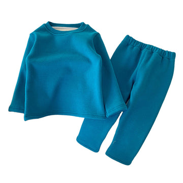 2 Pieces Set Baby Kid Unisex Solid Color Tops And Pants Sleepwears