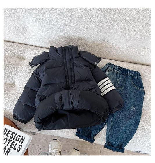 Baby Kid Unisex Solid Color Striped Coats