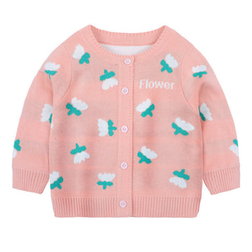 Baby Kid Unisex Letters Flower Crochet Cardigan