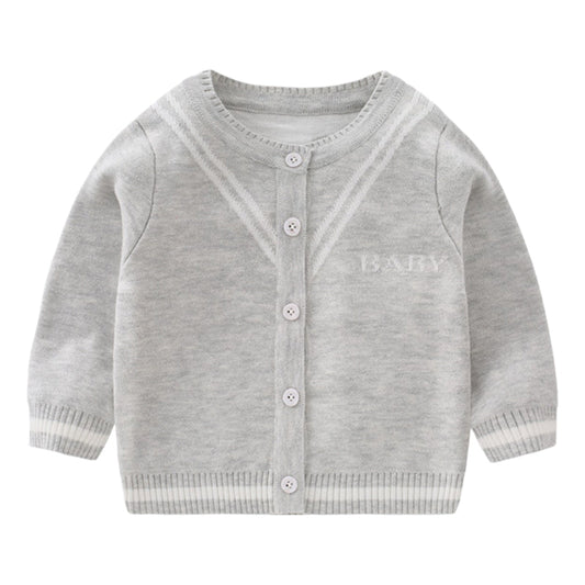 Baby Kid Unisex Striped Letters Cardigan Knitwear