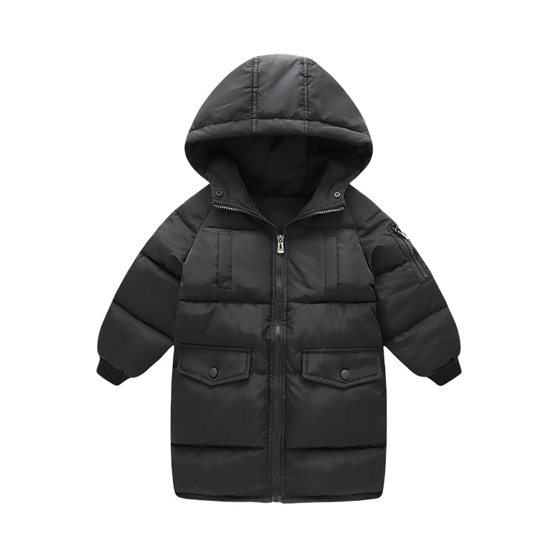 Kid Unisex Solid Color Camo Coats