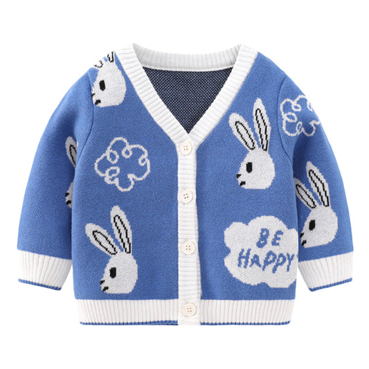 Baby Kid Unisex Letters Cartoon Cardigan Knitwear