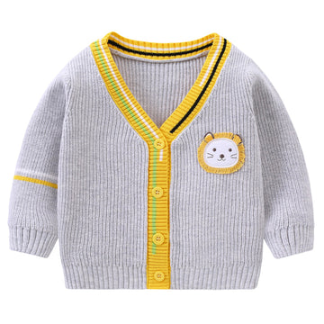 Baby Kid Unisex Color-blocking Cartoon Crochet Cardigan