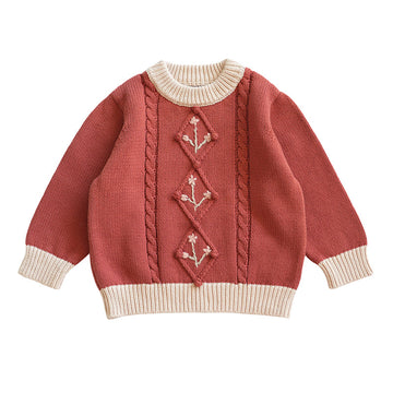 Baby Kid Girls Flower Crochet Sweaters Knitwear