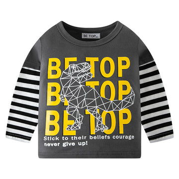 Baby Kid Unisex Striped Letters Cartoon Print Tops