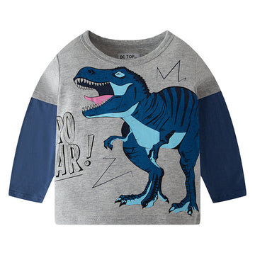 Baby Kid Boys Letters Color-blocking Animals Cartoon Print Tops