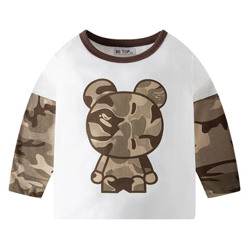 Baby Kid Boys Camo Animals Cartoon Print Tops