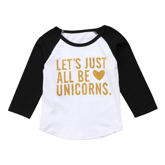 Baby Kid Unisex Letters Color-blocking Tops