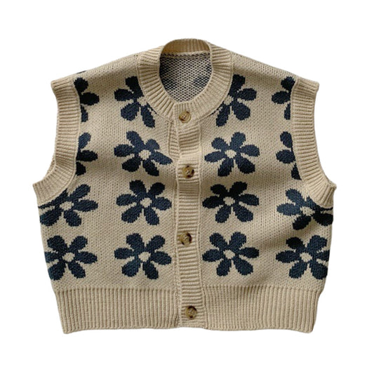 Baby Kid Unisex Flower Vests Waistcoats Knitwear