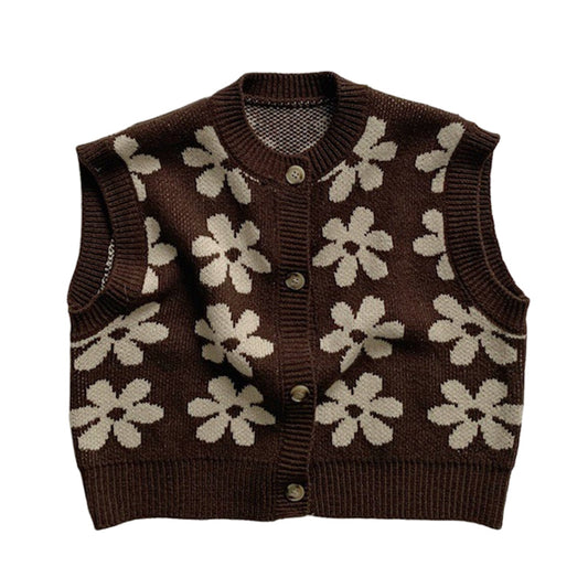 Baby Kid Unisex Flower Vests Waistcoats Knitwear
