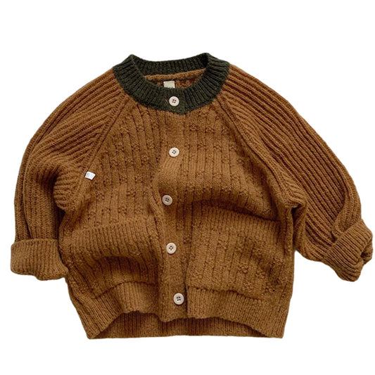 Baby Kid Unisex Color-blocking Cardigan Knitwear