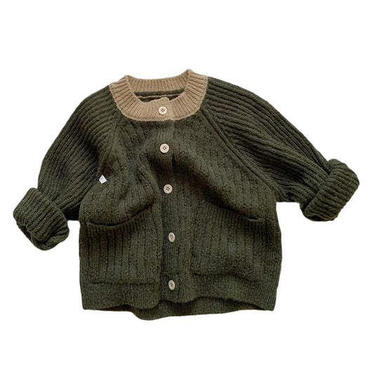 Baby Kid Unisex Color-blocking Cardigan Knitwear