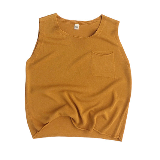 Baby Kid Unisex Solid Color Tank Tops Knitwear