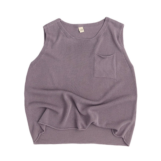 Baby Kid Unisex Solid Color Tank Tops Knitwear