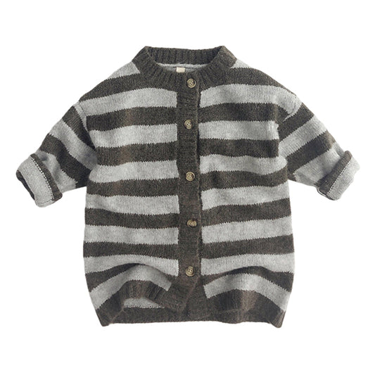 Baby Kid Unisex Striped Color-blocking Cardigan