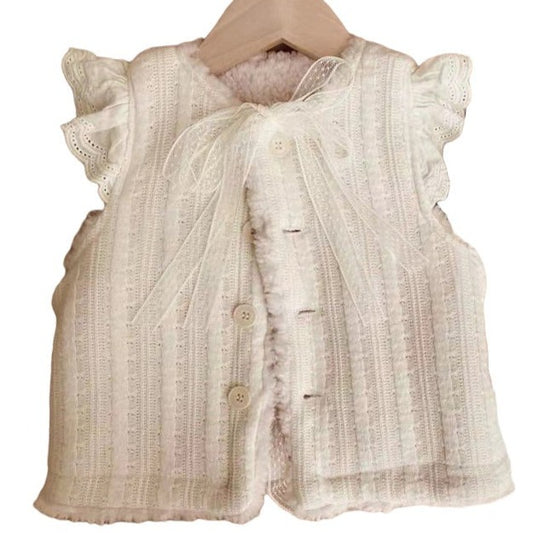 Baby Kid Girls Solid Color Lace Vests Waistcoats