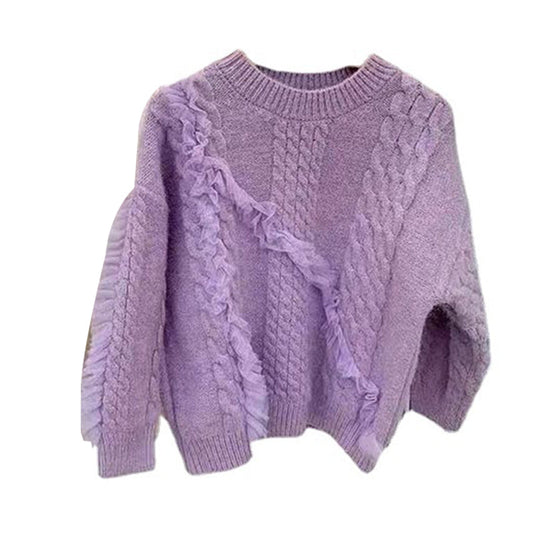 Baby Kid Girls Solid Color Crochet Sweaters