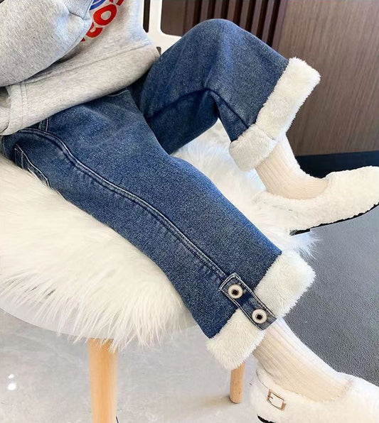 Baby Kid Girls Solid Color Pants Jeans