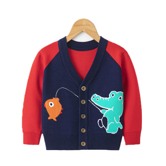 Baby Kid Unisex Dinosaur Cartoon Cardigan