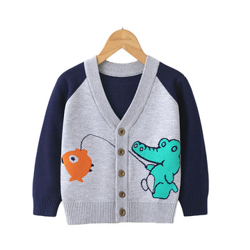 Baby Kid Unisex Dinosaur Cartoon Cardigan