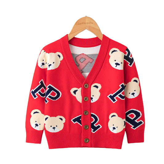 Baby Kid Unisex Cartoon Alphabet Cardigan