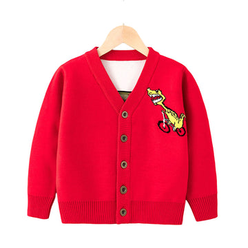 Baby Kid Boys Solid Color Dinosaur Cardigan