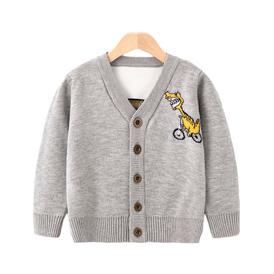 Baby Kid Boys Solid Color Dinosaur Cardigan