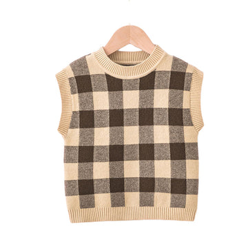 Baby Kid Unisex Checked Crochet Sweaters