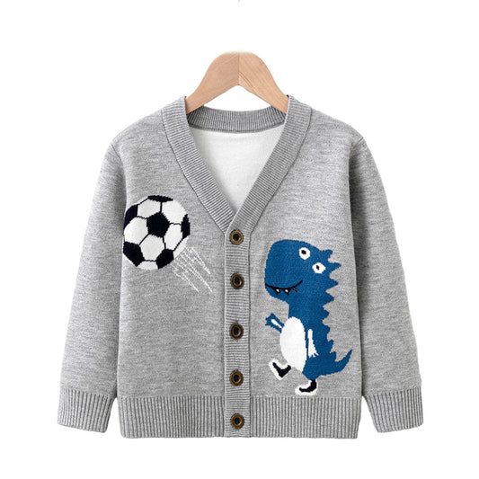 Kid Unisex Dinosaur Cartoon Crochet Cardigan