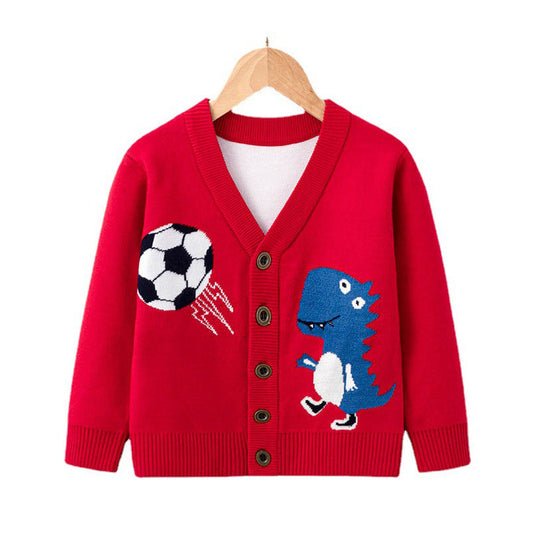 Kid Unisex Dinosaur Cartoon Crochet Cardigan