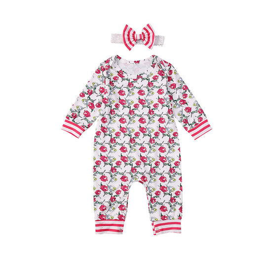 Baby Girls Flower Print Jumpsuits