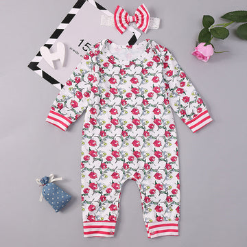 Baby Girls Flower Print Jumpsuits