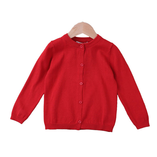 Baby Kid Girls Solid Color Cardigan Knitwear