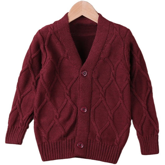 Kid Boys Solid Color Cardigan Knitwear