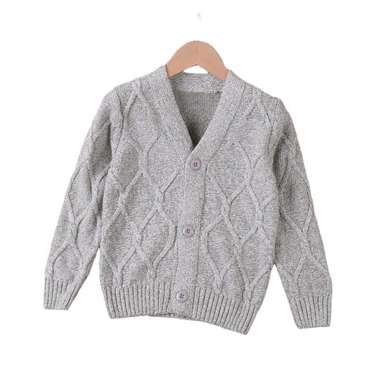 Kid Boys Solid Color Cardigan Knitwear