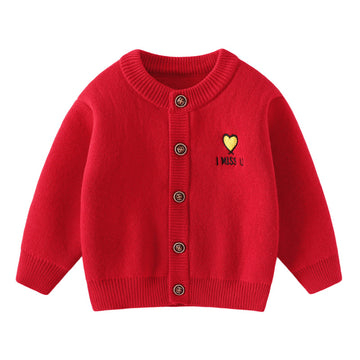 Baby Kid Unisex Letters Love heart Crochet Cardigan