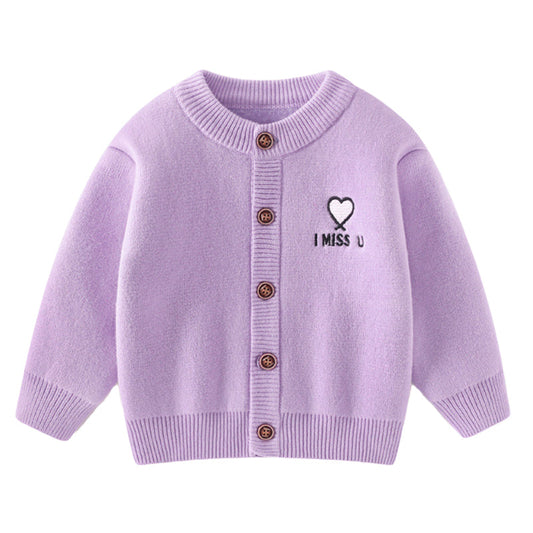 Baby Kid Unisex Letters Love heart Crochet Cardigan