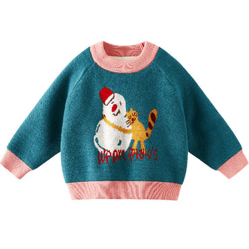 Baby Kid Unisex Letters Animals Cartoon Crochet Sweaters