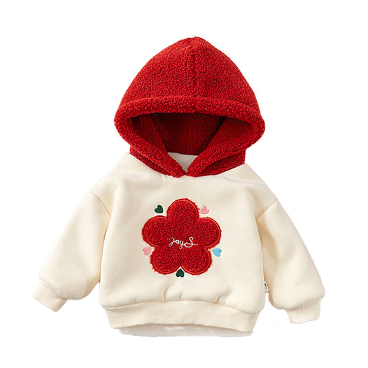 Baby Kid Girls Letters Color-blocking Flower Love heart Print Hoodies Swearshirts