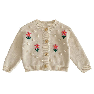 Baby Kid Girls Flower Crochet Cardigan