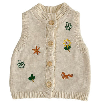 Baby Kid Girls Cartoon Crochet Embroidered Cardigan