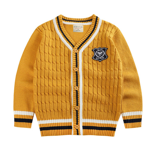 Kid Big Kid Unisex Letters Color-blocking Crochet Cardigan