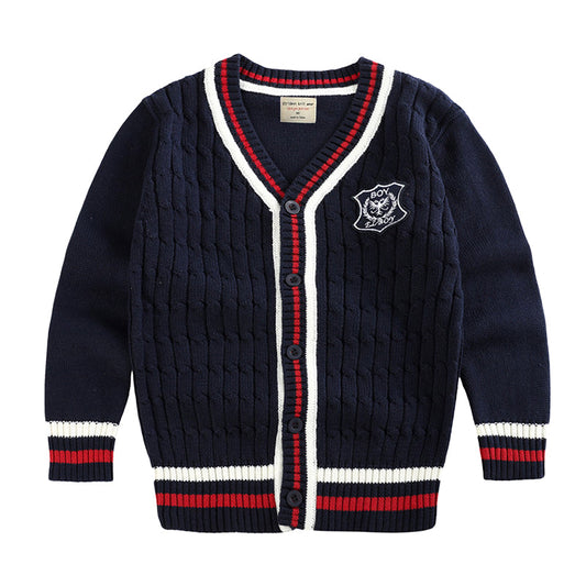 Kid Big Kid Unisex Letters Color-blocking Crochet Cardigan